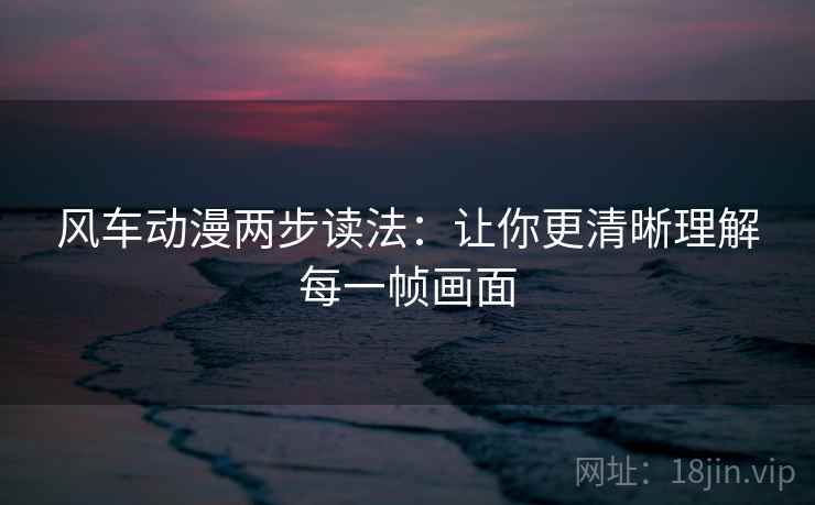 风车动漫两步读法：让你更清晰理解每一帧画面